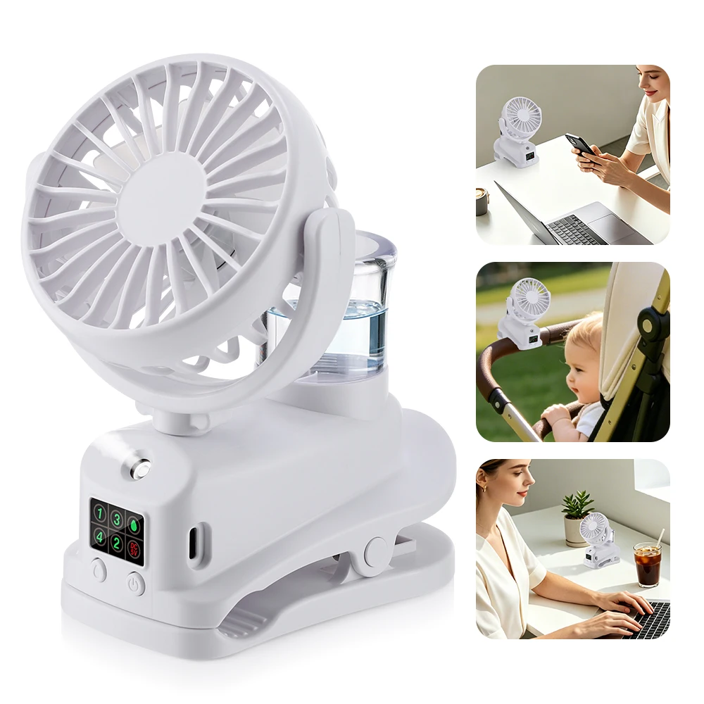 Oscillating Fan Clip - 2026 Portable Clip Fan Rechargeable Desktop