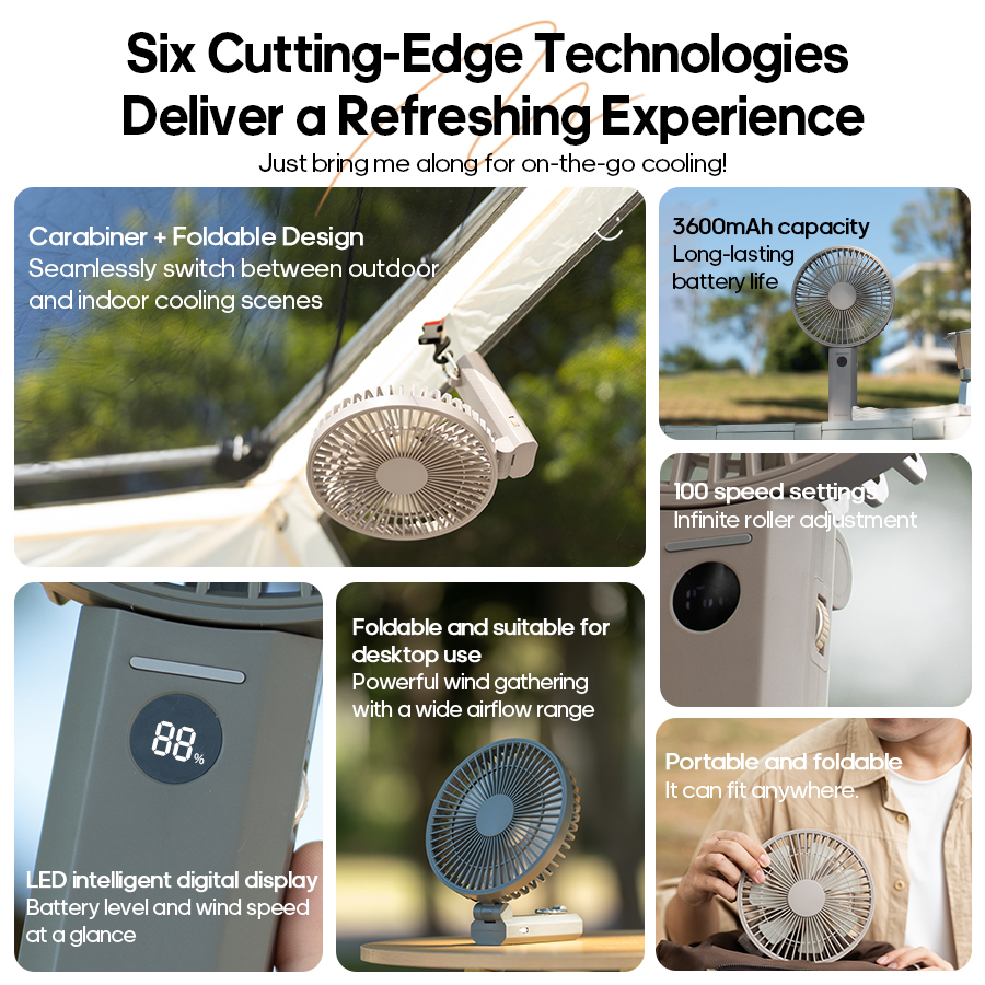 New Portable Folding Handheld  - Oscillating Fan Clip avis et prix