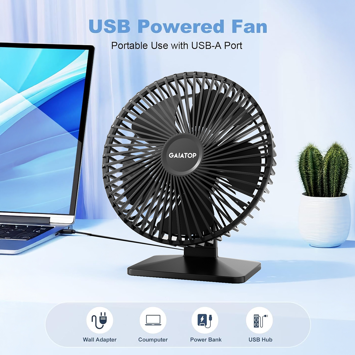 GAIATOP Desk Fan Portable USB  - Oscillating Fan Clip avis et prix
